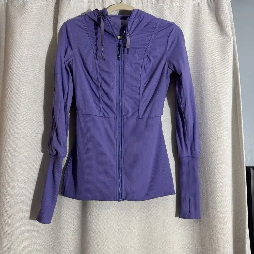 Lululemon Reversible Dance Studio Jacket Purple Thumbhole Hooded Women’s Size 6